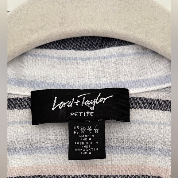 Lord + Taylor‎ Women's Size Small Button Up Stripe Sheer Nautical Coastal Chic - Picture 3 of 11
